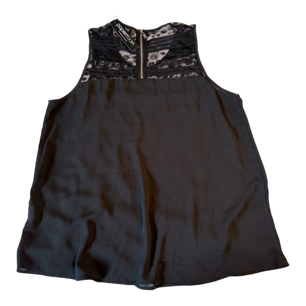NWT Stitch Fix Papermoon Paulette Lace Black Sleeveless Blouse, Size XL